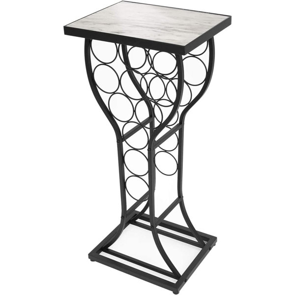 17 Stories 11 Bottle Floor Wine Bottle Rack in Marble Wine Rack White